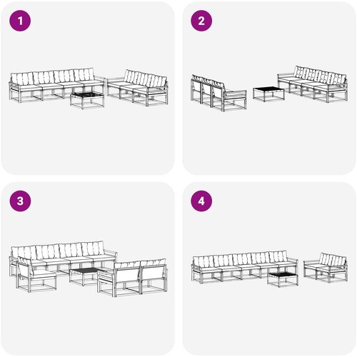  Set vanjskih sofa 8 kom. Bijela i bež Slike