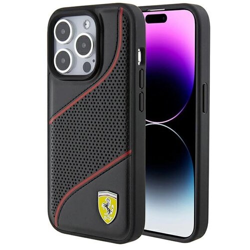 Ferrari OVITEK PERFORATED WAVES METAL LOGO ZA IPHONE 15 PRO - ČRN, (21897925) Cene