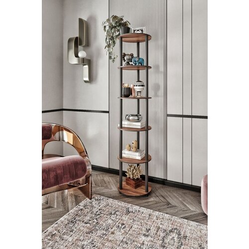 Hanah home Polica za knjige Bookcase 6 Layer Round, Orah Cene