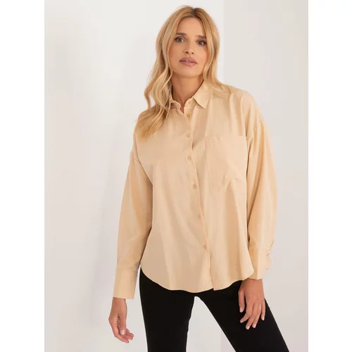 Fashion Hunters Beige oversize shirt with buttons on the back