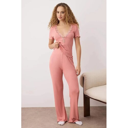 TRENDYOLMILLA Ženski set pidžame Thmaw26Pt00135, Roze Slike