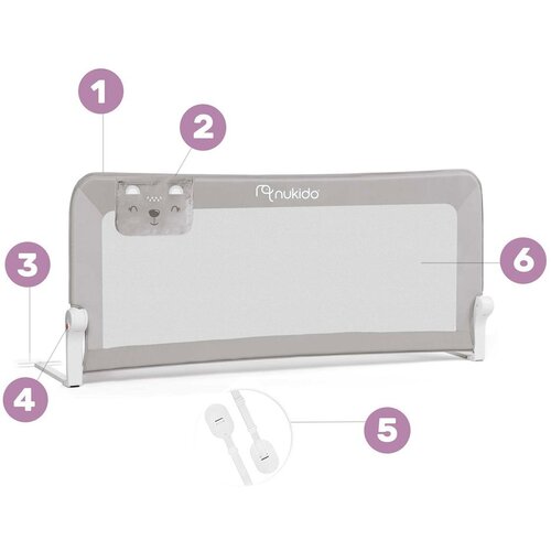 Nukido sigurnosna ogradica za krevet 150 x 66 x 35 cm siva Slike