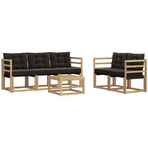 vidaXL Zunanja garnitura za sedenje z blazino 6 pcs Bela in črna, (5000282343) Cene