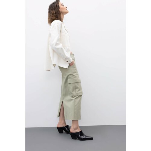 Defacto Slit Gabardine Midi Skirt with Cargo Pocket Slike