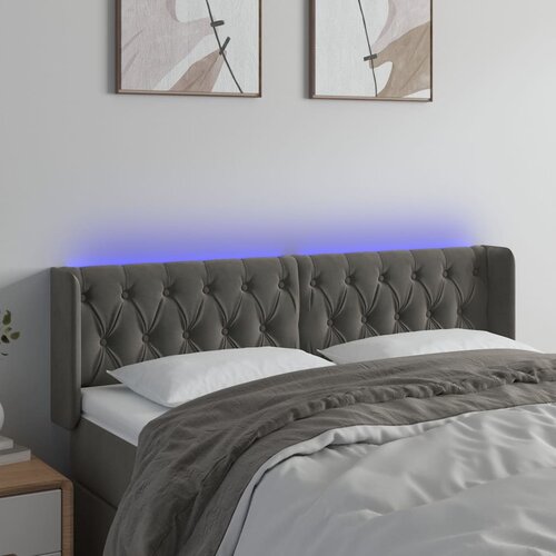 vidaXL LED uzglavlje tamnosivo 147x16x78/88 cm baršunasto Cijene