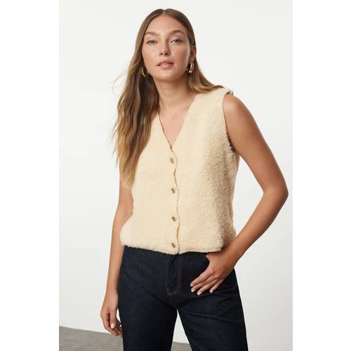 Trendyol Stone Soft Texture Regular Boucle Vest