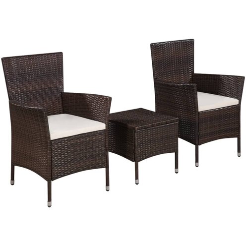 Poli 3-dijelni bistro set od poliratana smeđi Slike