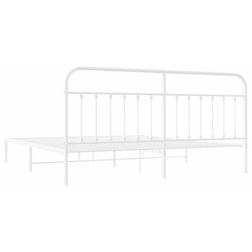  Metalni okvir za krevet s uzglavljem bijeli 193x203 cm Slike