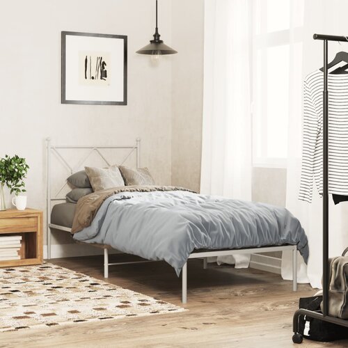  The Living Store Kovinski posteljni okvir z vzglavjem bel 80x200 cm - Posteljni Okvir, (21498844) Slike