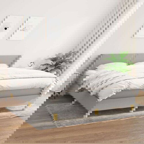  Box spring postelja z vzmetnico svetlo siva 140x200 cm blago, (20725382) Slike