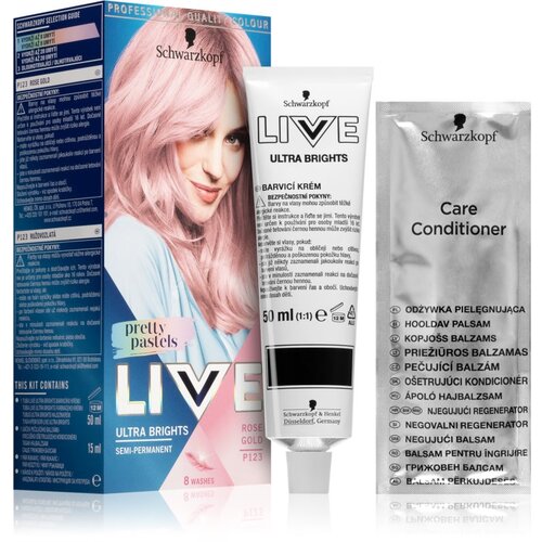 Schwarzkopf LIVE Ultra Brights or Pastel semi permanentna barva za lase odtenek 123 Rose Gold Cene