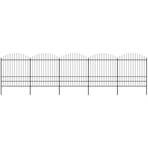  Ograja s koničastimi vrhovi jeklo (1,75-2)x8,5 m črna Cene