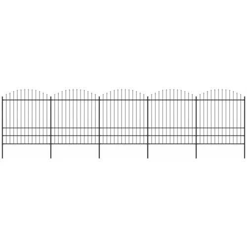  ograja s koničastimi vrhovi jeklo (1,75-2)x8,5 m črna