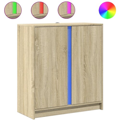 Maison Chic Komoda - Predalnik z LED sonoma hrast 77x34x85 cm inženirski les, (21721579) Slike