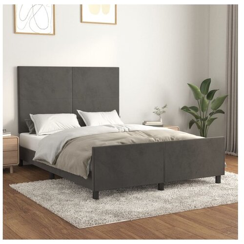  Posteljni okvir z vzglavjem temno siv 140x190 cm žamet Cene