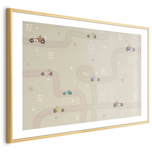  Plakat - Racing Cars 42x29.7 Zlatni okvir s margom Cene