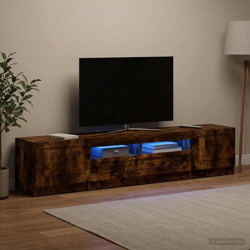  LED TV kabinet UTRECHT 3 kom. Dimljeni hrast Konstruirano drvo Smeđa 100 x 35 x 40 cm Slike