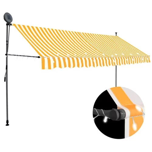  Ročno zložljiva tenda z LED lučmi 400 cm bela in oranžna