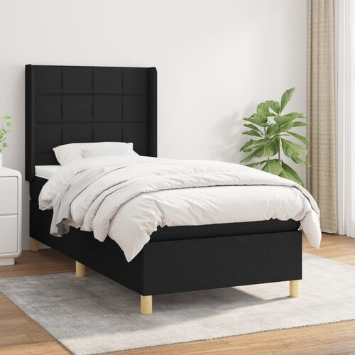 vidaXL Box spring postelja z vzmetnico črn 90x190 cm blago Cene