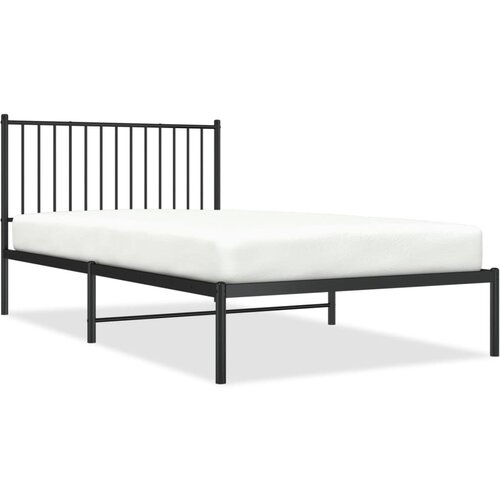 Maison Chic Kovinski Posteljni okvir - Enojna postelja - Postelja za odrasle z vzglavjem črn 107x203 cm, (21694403) Cene