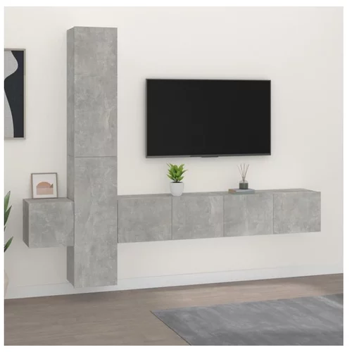  Komplet TV omaric 5-delni betonsko siv inženirski les