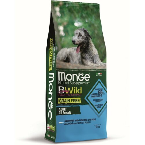 Monge BWild hrana za pse - ADULT sve rase - grain free - inćun, krompir i grašak - 12kg Slike