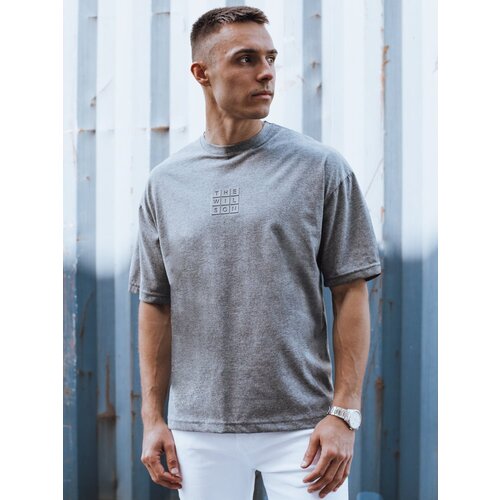 DStreet T-shirt męski z nadrukiem ciemnoszary Cene
