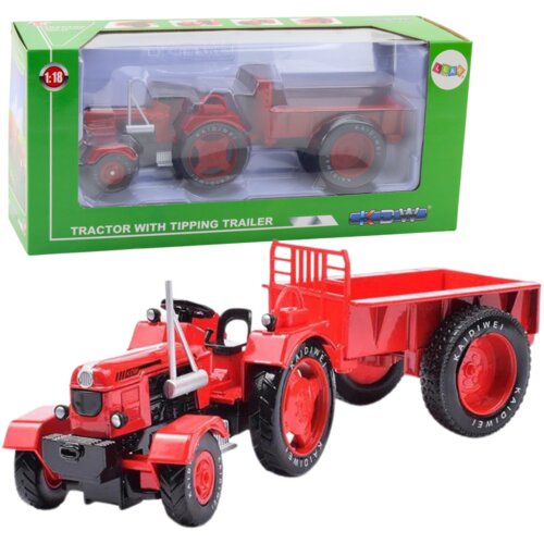  Metal Farm Tractor With Trailer Red 1:18 Cene