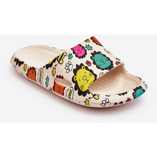 Kesi Children's lightweight foam slippers Lion Motif Beige Esther Slike