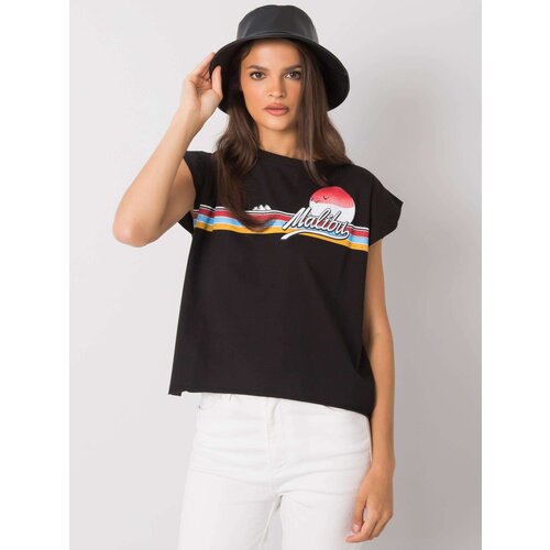 Fashion Hunters Black cotton women&amp;#039;s t-shirt with print Slike