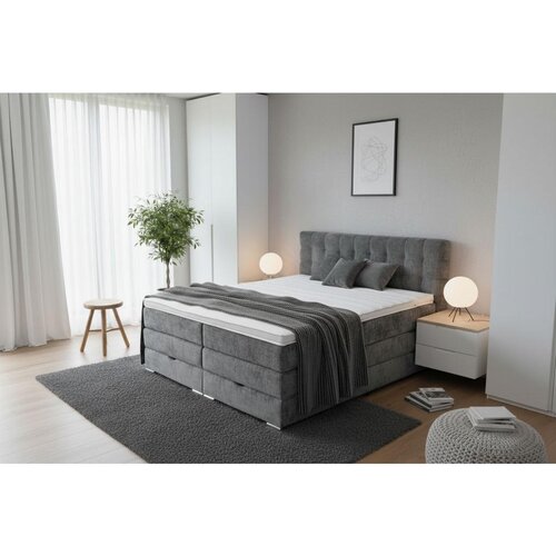 Hom`in POSTELJA BOXSPRING 160 cm x 200 cm , tekstil, leseni material Slike