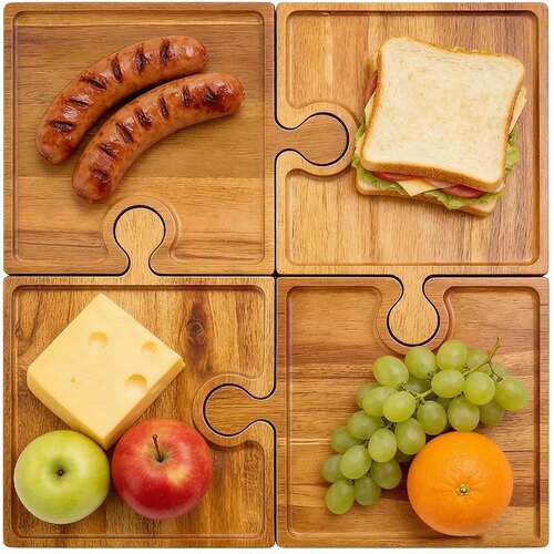 Smania PuzzleTray&amp;trade; set drvenih poslužavnika u obliku puzli PuzzleTray&amp;trade; Slike