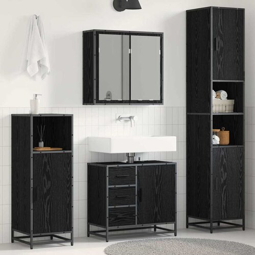 vidaXL Set namještaja za kupaonicu 4 pcs Crni hrast 65 x 33 x 60 cm Cijene