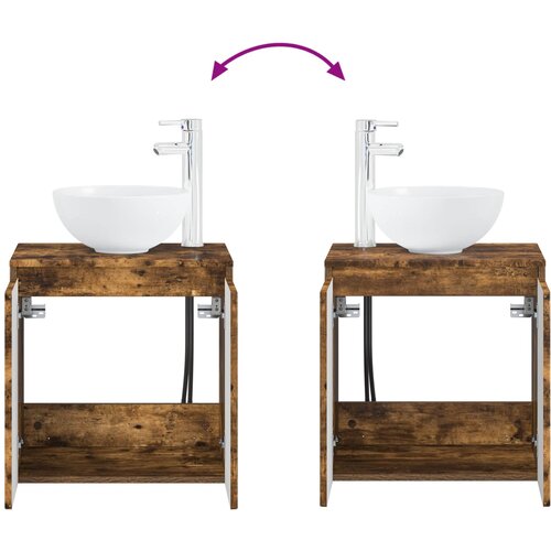  Set namje&amp;scaron;taja za kupaonicu 2 kom. Dimljeni hrast Smeđa 33 x 34.5 x 100 cm Slike