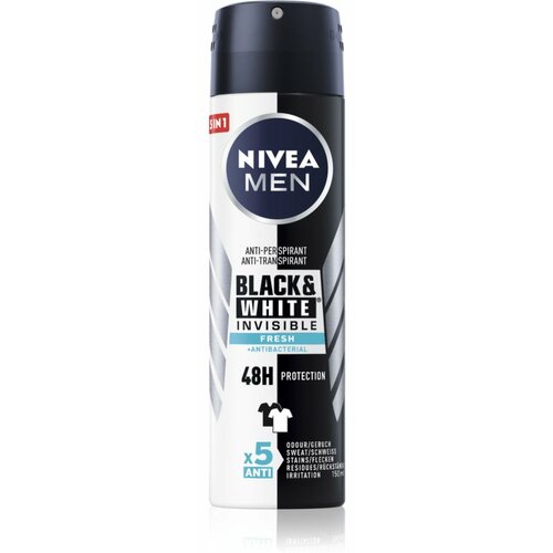 Nivea men anti-perspirant invisible for black&white fresh dezodorans sprej 150ml Slike