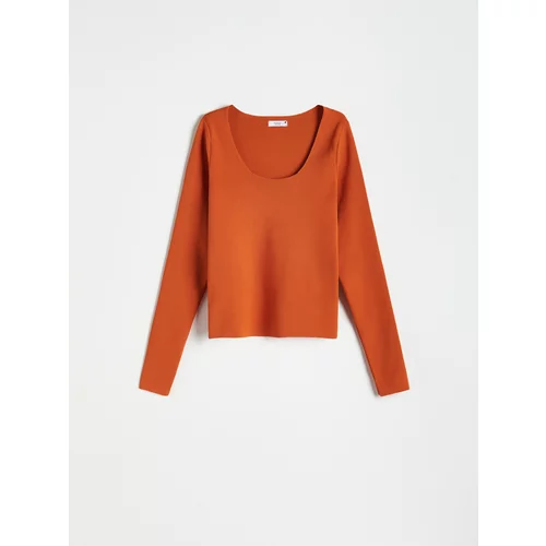 Reserved pletena bluza - oranžna
