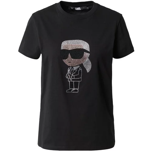 Karl Lagerfeld Majica 'Ikonik' črna / srebrna / transparentna