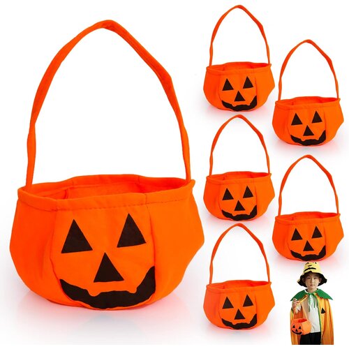 NIKCORP Vrečke za sladkarije Halloween Buča, komplet 6 kosov, trpežna tkanina z ročajem, dekoracija za otroke in zabavo, (5000156595) Cene