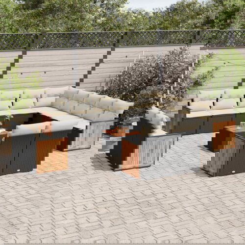 vidaXL 14-dijelni set vrtnih sofa s jastucima poliratan crni Cijene