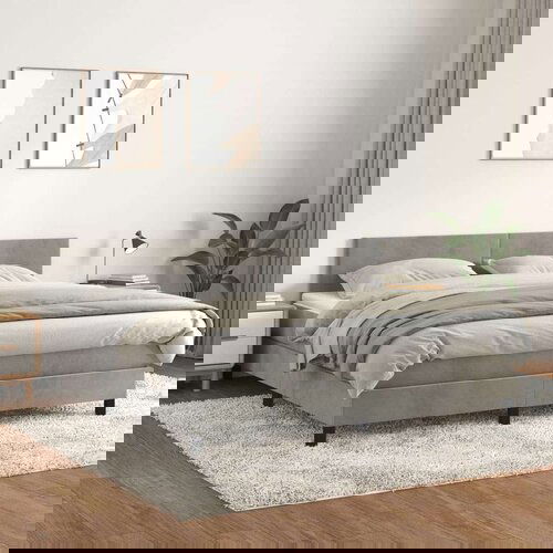  Box spring postelja z vzmetnico svetlo siva 180x200 cm žamet, (20790613) Slike