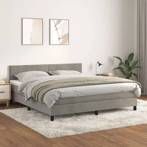  Box spring postelja z vzmetnico svetlo siva 180x200 cm žamet, (20790613)