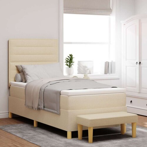  Okvir kreveta s madracem Set od 2 Krem Tkanina 100 x 200 cm Cene