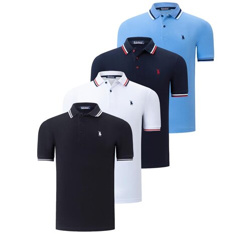 Dewberry QUAD SET T8594 MENS T-SHIRT-BLACK-WHITE-NAVY-LIGHT BLUE Slike