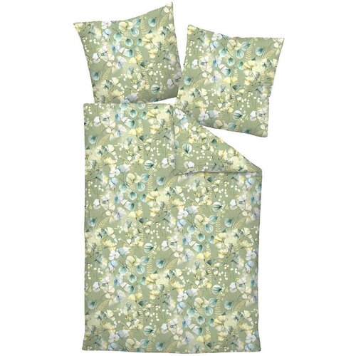 Janine POSTELJNINA 135/200 cm mako saten zelena Slike