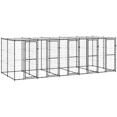 Vanjski kavez za pse s krovom čelični 12,1 m&amp;sup2; Slike