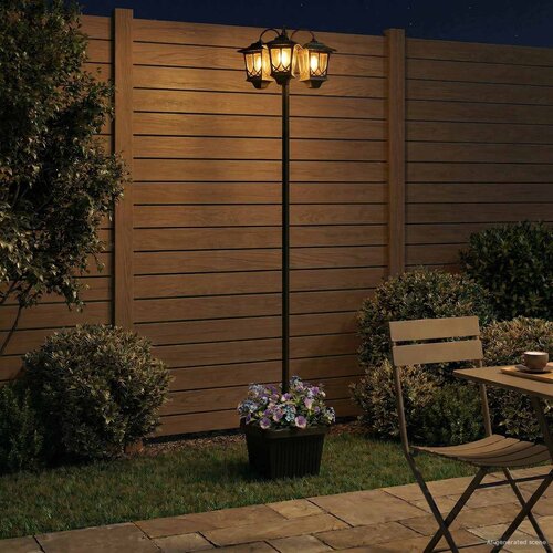 Lampa sa tri glave Crna 32 x 32 x 188 cm Aluminij i ABS Slike