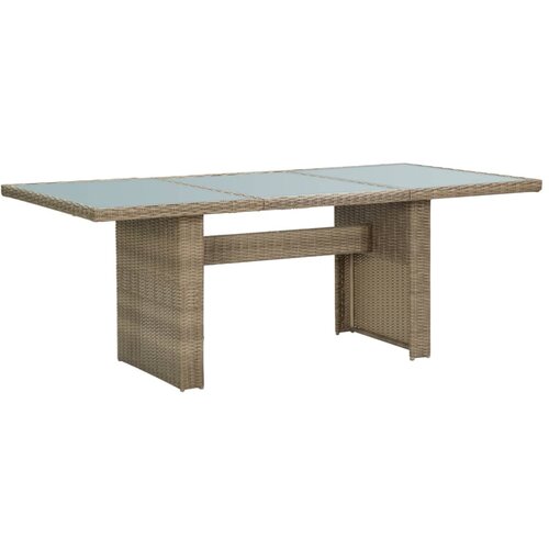 VidaXL Vrtni blagovaonski stol smeđi 200x100x74 cm staklo i poliratan Slike