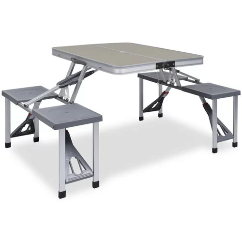  Zložljiva miza za kampiranje s 4 sedeži jeklo aluminij