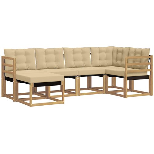 vidaXL Zunanja garnitura za sedenje z blazino 6 pcs Bela in bež, (5000279488) Cene