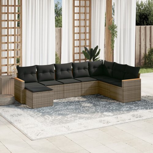 vidaXL 8-dijelni set vrtnih sofa od poliratana s jastucima sivi Cijene